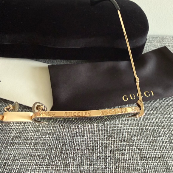 NEW Gucci Women's Gold Frame Sunglasses GG Monogram Lenses GG0414S - Picture 5 of 9